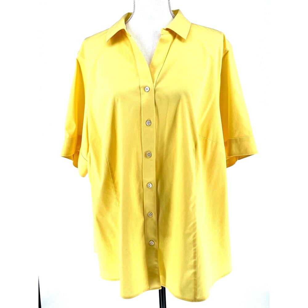 Talbots Short Sleeve Button Down Blouse Yellow Size 22W‎